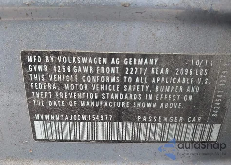 2012 Volkswagen Golf Tdi 4-Door from USA, damaged, VIN WVWNM7AJ0CW154977